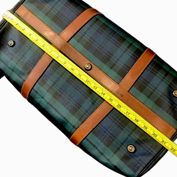 W RALPH LAUREN Black Watch Boston Travel Bag Coated Canvas Waxed Leather 52cm - Picture 12 of 17